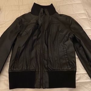 Black leather moto jacket